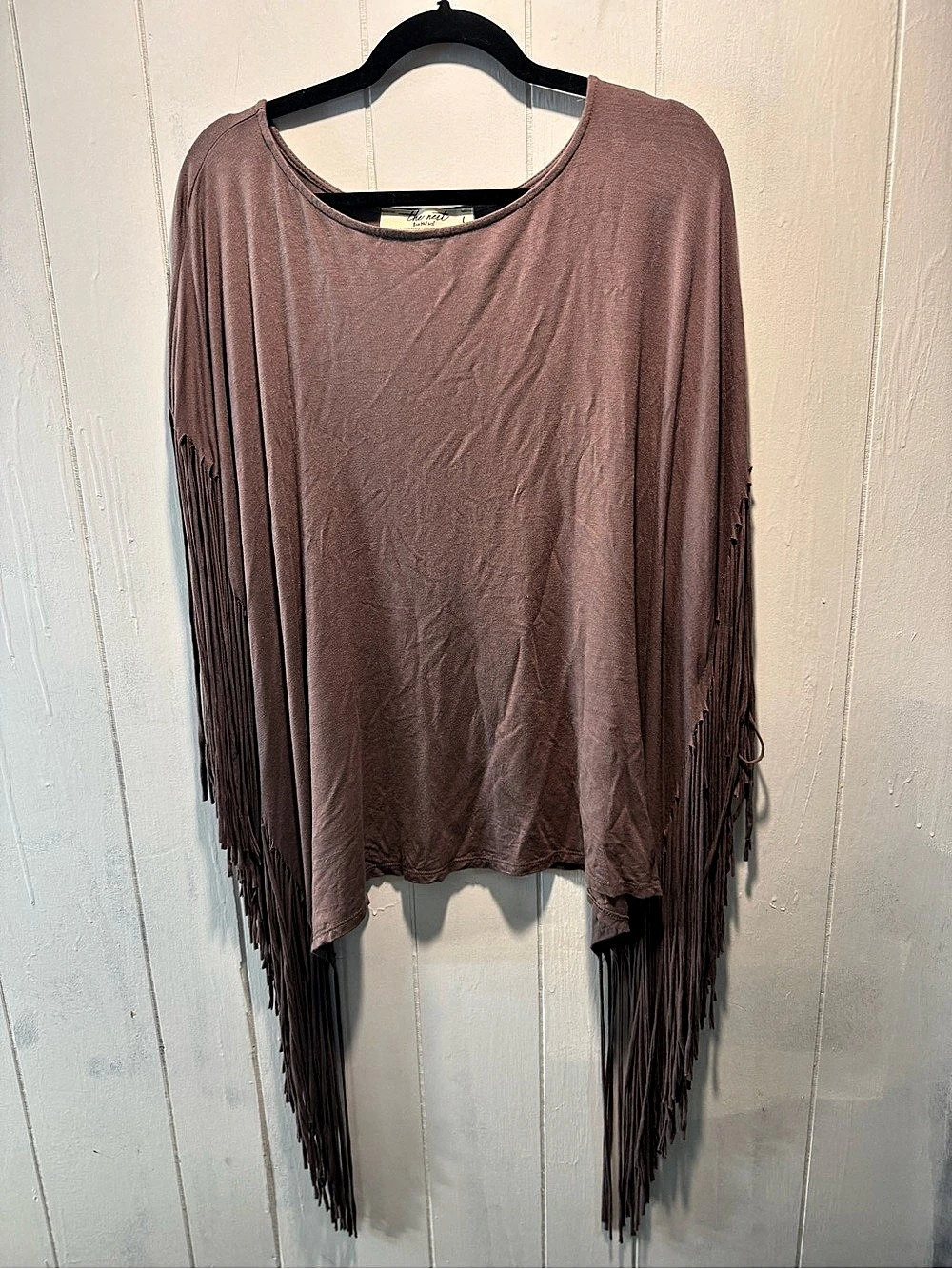 Three Birds Nest Showstopper Fringe Tunic Brown Size Large